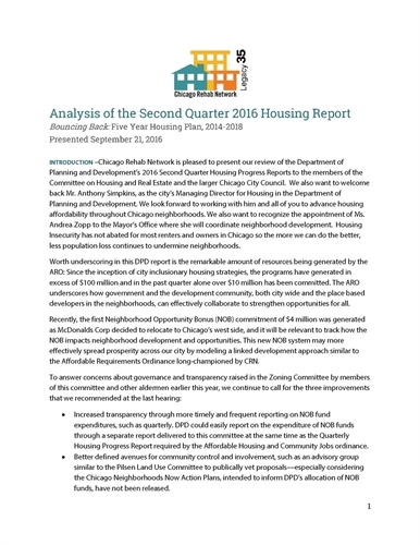 CRN Analysis of DPD Q2 2016 Progress Report